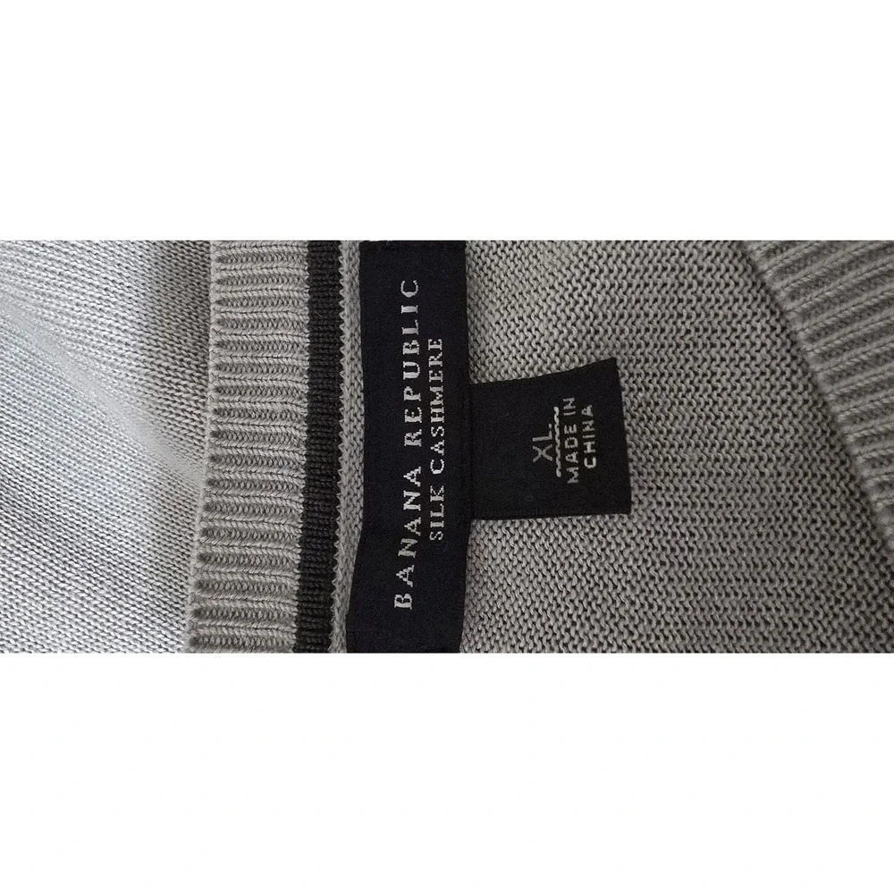Banana Republic‎ Silk Cashmere V-Neck Sweater Gray Men's X Large Pullover